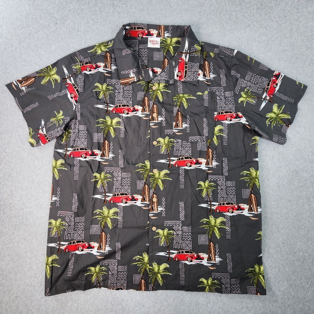 Barefoot In‎ Paradise Hawaiian Mens Size XXL Multicolor Cars Cruise Aloha Royal